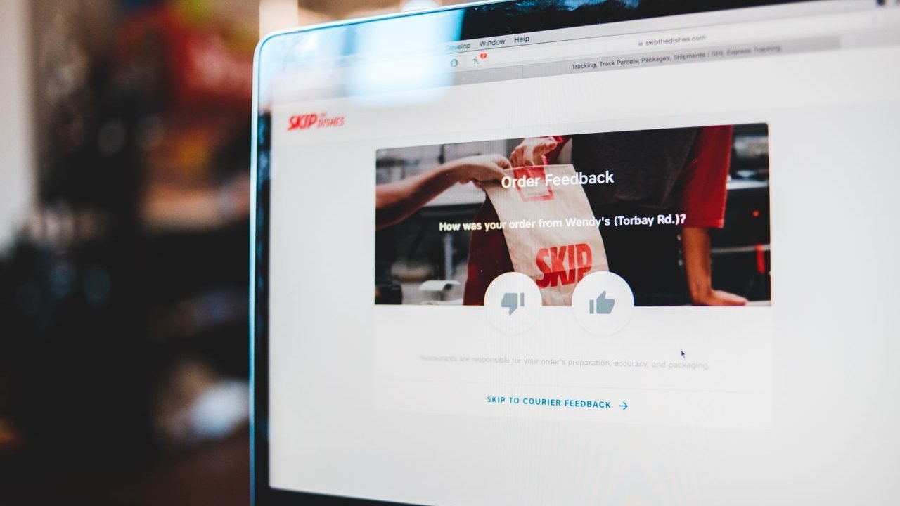 Customer feedback form displayed on a computer monitor