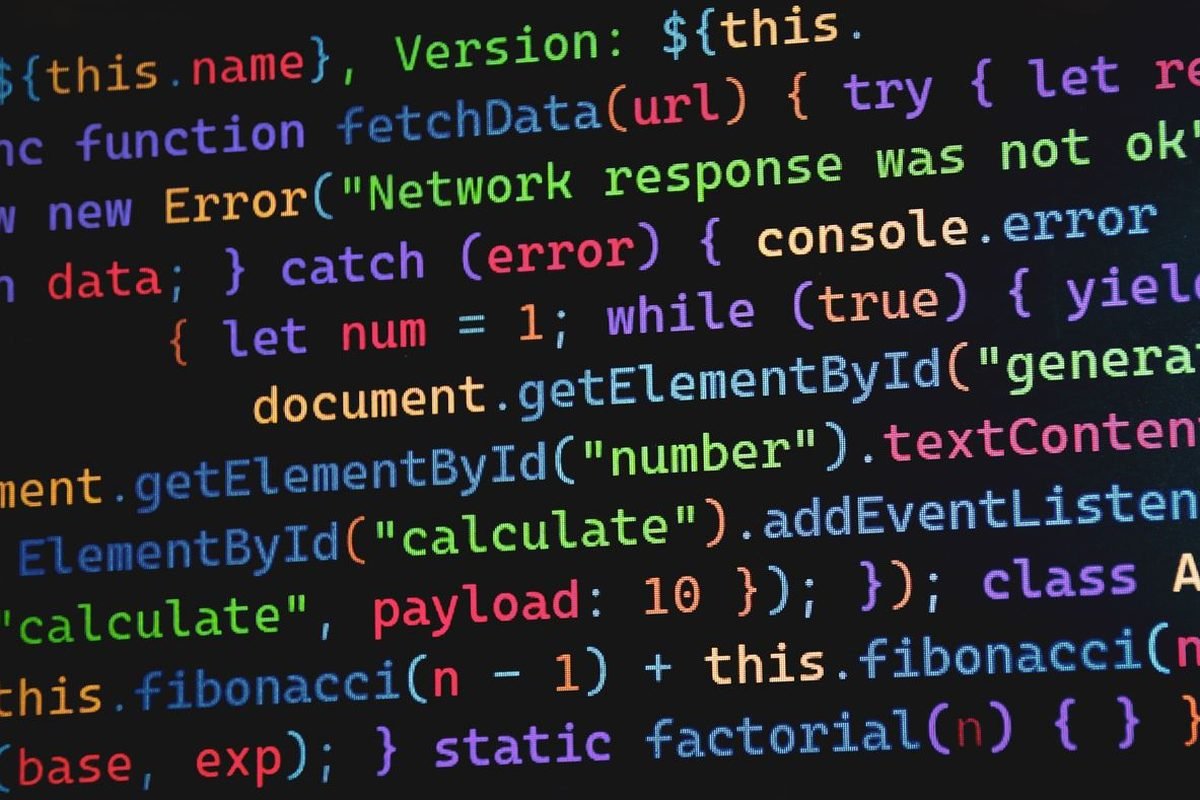 JavaScript code displayed on a monitor