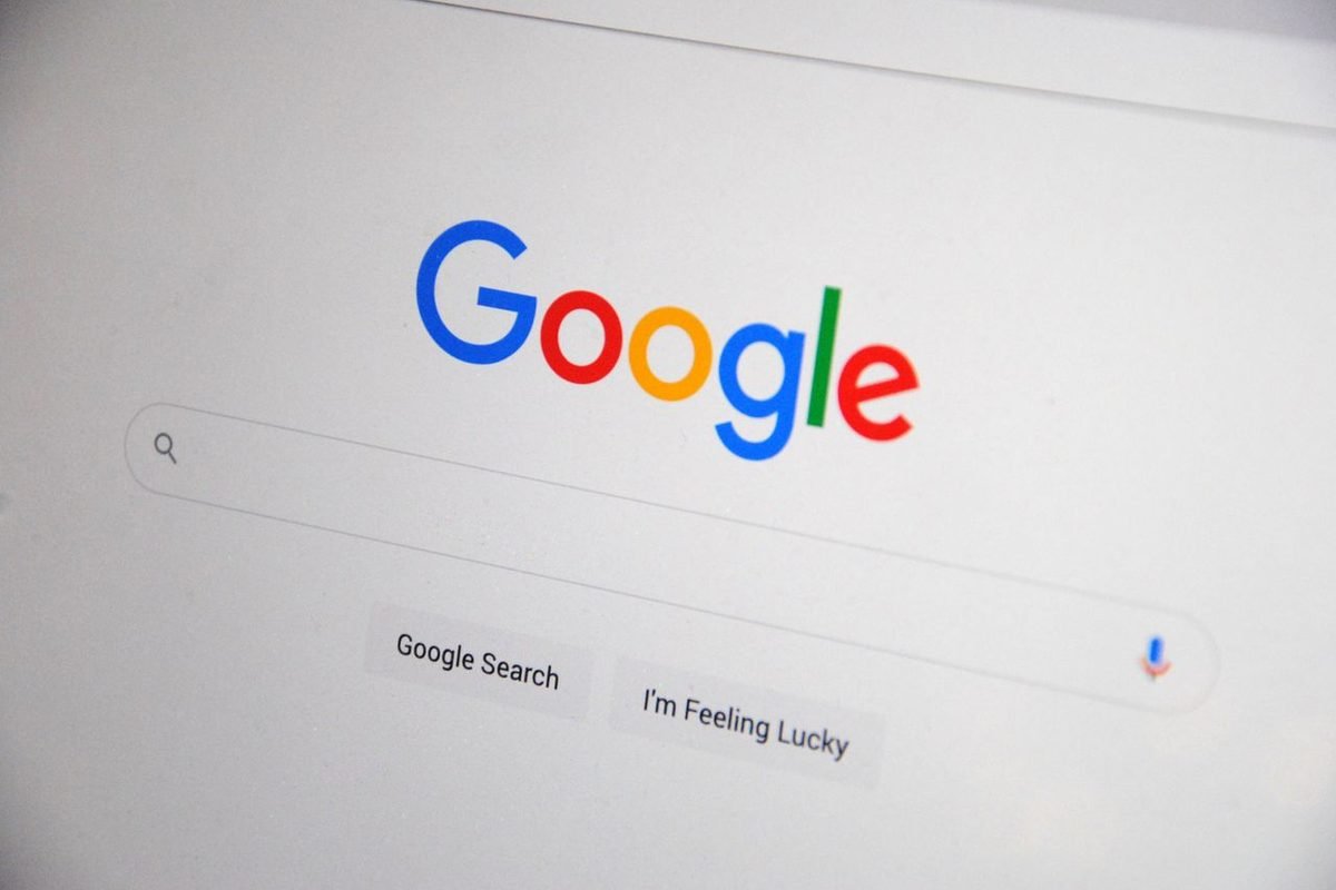 Google search page on a laptop screen