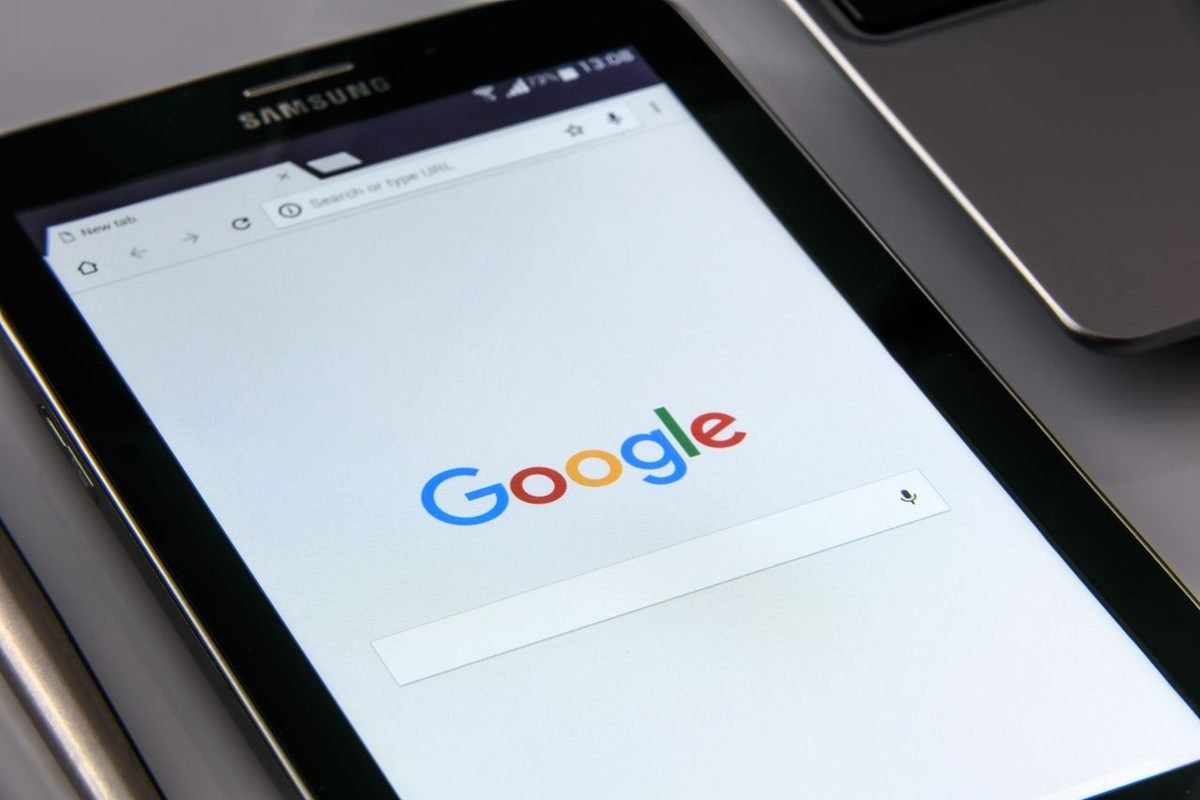 Tablet showing the Google search page